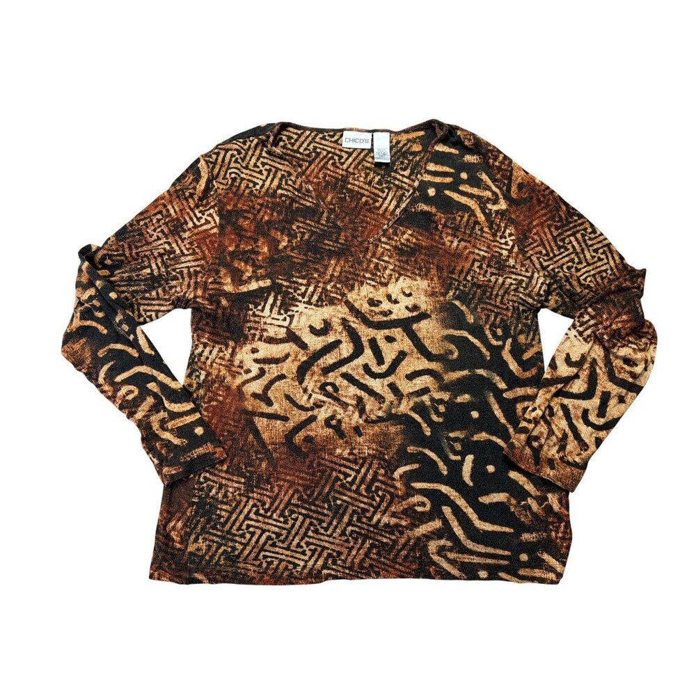 Chicos Women's Tribal Print Long-Sleeve Top Size XL